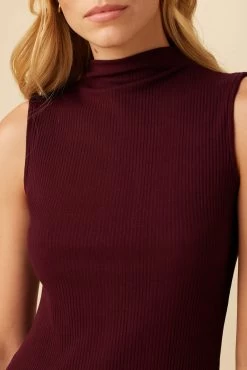 Lux Paris Rib Midi Dress - Plum -Vibe Wardrobe Shop 3002R1 SL Lux Plum 4