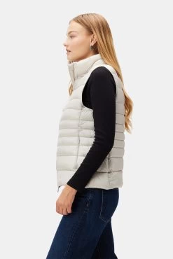 Save The Duck Lynn Vest - Rainey Beige -Vibe Wardrobe Shop 3RDPA6096 Lynn Puffer Vest Rainy Beige 2
