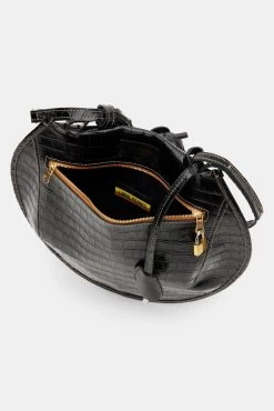Lance Pierres Oroma 01 Saddle Bag - Carbon Croc -Vibe Wardrobe Shop 3RDPA6138 Oroma 01 Saddle Bag Carbon Croc 3
