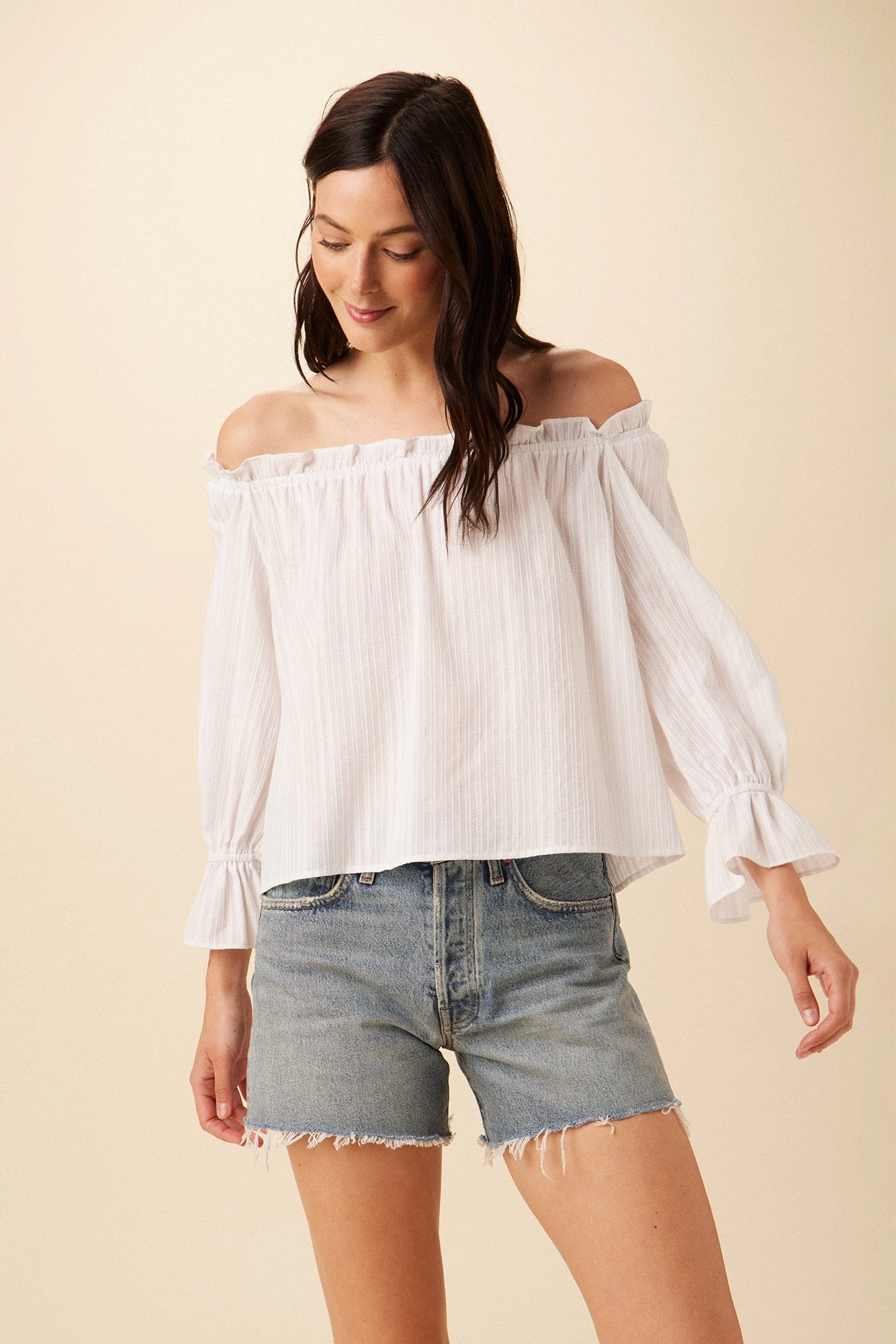Valerie Off-Shoulder Cotton Blouse - White 1 Valerie Off-Shoulder Cotton Blouse - White