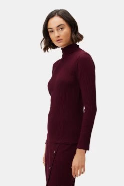 Lux Paris Rib Turtleneck - Plum -Vibe Wardrobe Shop 612 Gadot Novelty Plum 2