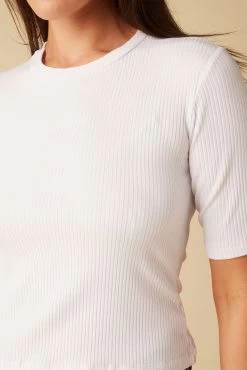 Jane Paris Rib Top - White -Vibe Wardrobe Shop 6 Jane White 4