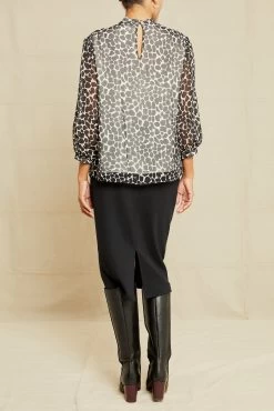 Astrid Nouveau Silk Blouse - Cobblestone Dot -Vibe Wardrobe Shop 7090 Astrid Cobblestone Print 12753 web 0240e36a c6e7 472d a986 c6d0ed6293aa