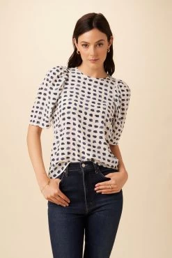 Sylvia Washable Silk Blouse - Squared Up White