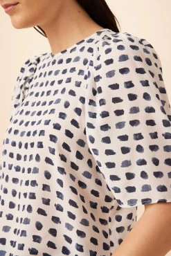 Sylvia Washable Silk Blouse - Squared Up White -Vibe Wardrobe Shop 7935 Sylvia Silk Squared Up White 4