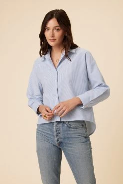 Madison Button Down - Sky White Stripe