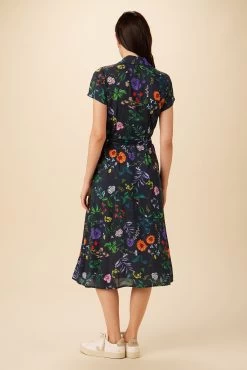 Joyce Ecovero Midi Dress - Stella Floral Navy -Vibe Wardrobe Shop 7948 Joyce Stella Navy 3