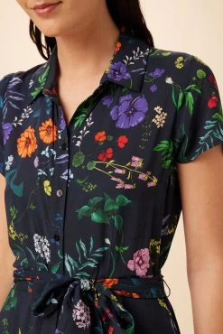 Joyce Ecovero Midi Dress - Stella Floral Navy -Vibe Wardrobe Shop 7948 Joyce Stella Navy 4