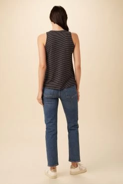 Sadie Tencel Slub Tank - Gigi Black Stripe -Vibe Wardrobe Shop 7951 Sadie Gigi Stripe Black 3