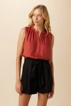 Alicia Tencel Blouse - Red Clay