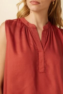 Alicia Tencel Blouse - Red Clay -Vibe Wardrobe Shop 7976 Alicia Red Clay 4