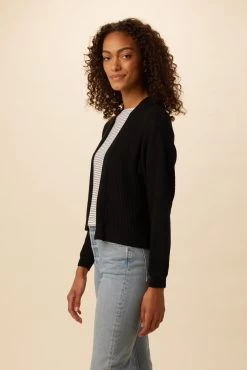 Caroline Organic Cotton Cardigan - Black -Vibe Wardrobe Shop 8111 Caroline Black 2