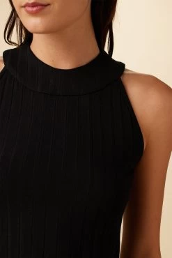 Mariclaire Provence Rib Top - Black -Vibe Wardrobe Shop 8128 Mariclaire Black 4