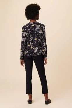 Kaya Washable Silk Blouse - French Jardin Black -Vibe Wardrobe Shop 8509 Kaya French Jardin Black 3