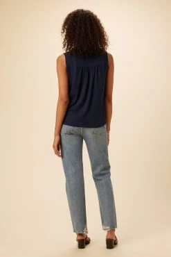 Hartley Reverie Slub Tank - Navy -Vibe Wardrobe Shop 9317 Hartley Navy 3