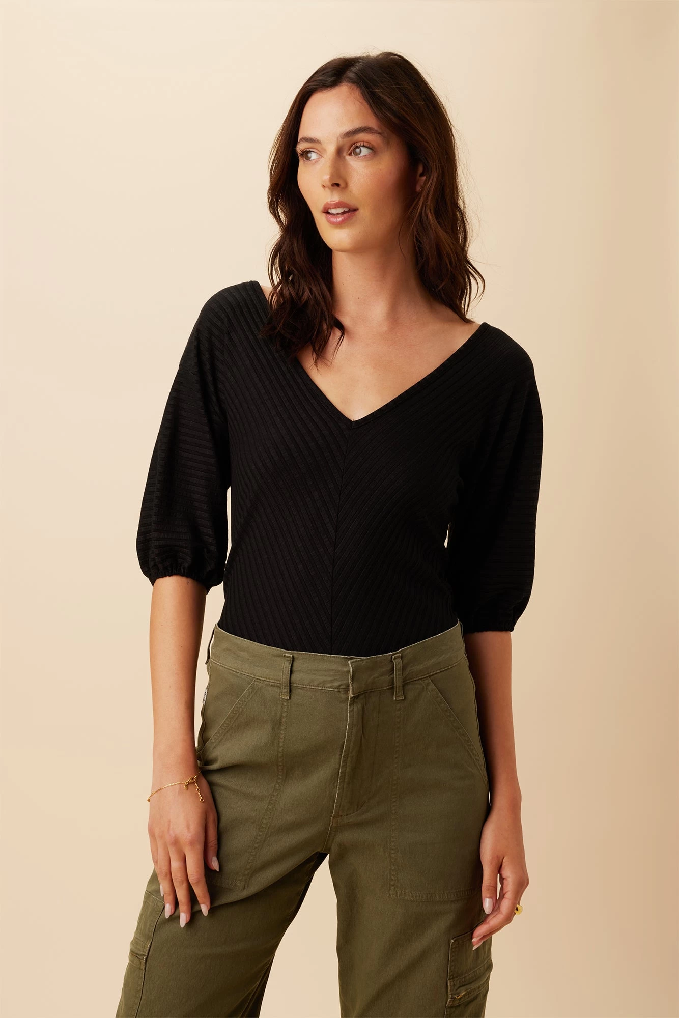 Manette Riviera Rib Top - Black 1 Manette Riviera Rib Top - Black