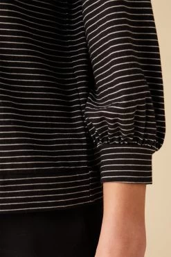 Issa Raglan Slub Tee - Gigi Black Stripe -Vibe Wardrobe Shop 9400 Issa Slub Gigi Stripe Black 4