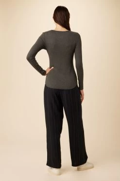 Itana Long Sleeve Dream Rib Tee - Anthracite -Vibe Wardrobe Shop 9456 LS Itana Anthracite 3