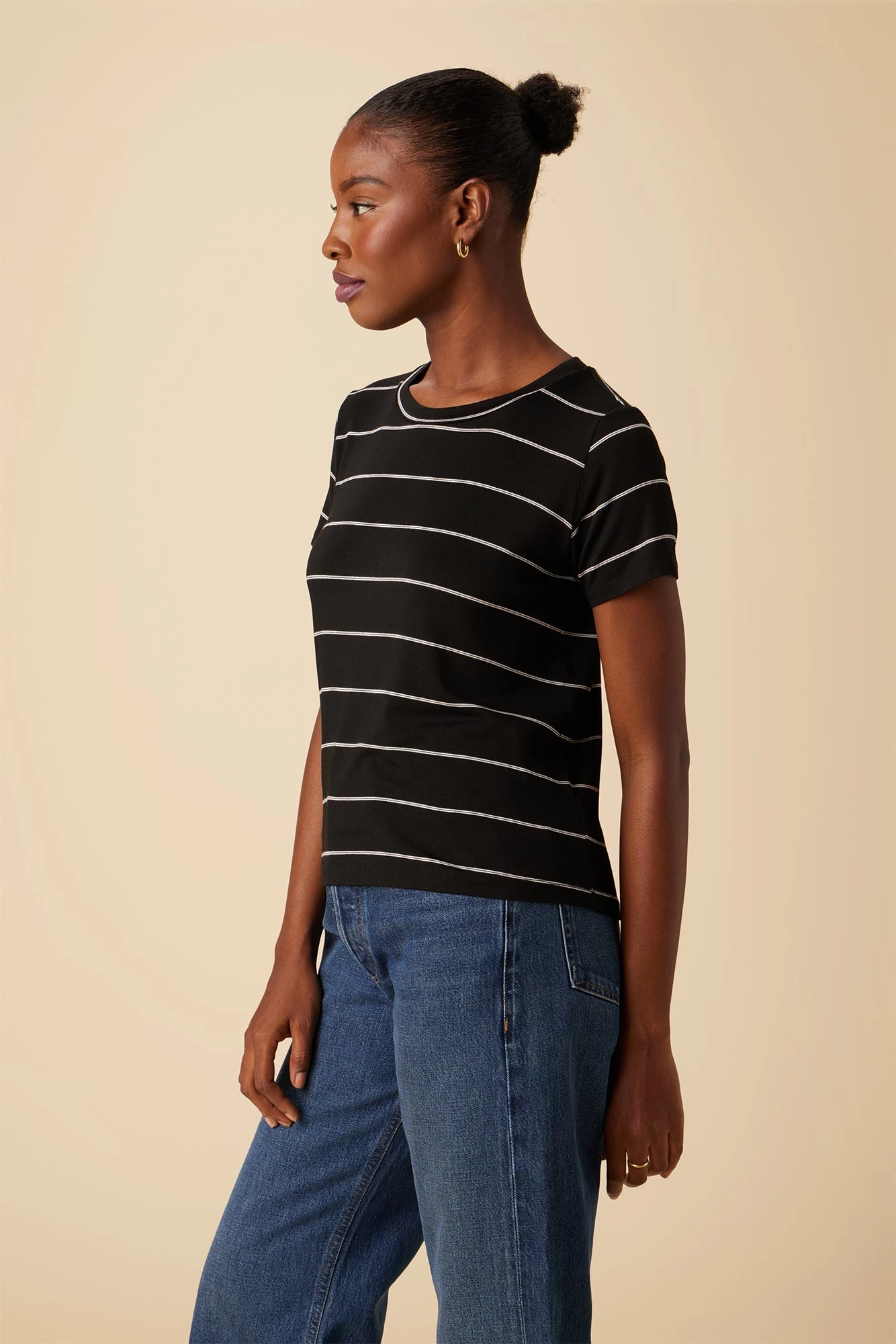 Berkeley Dream Knit Tee - Black Havana Stripe 2 Berkeley Dream Knit Tee - Black Havana Stripe - Image 2
