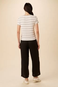 Berkeley Dream Knit Tee - White Havana Stripe -Vibe Wardrobe Shop 9493 SS Berkeley Havana Stripe Natural Black 3