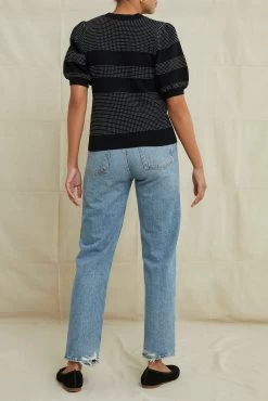 Liza Organic Cotton Sweater - Black And Ivory -Vibe Wardrobe Shop 9666LizaBlackTextureStripe 3078 web d75afb4a 103d 4904 a2f2 5697f5a58bc5