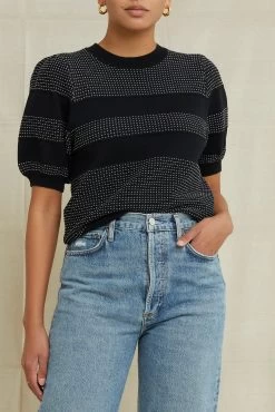 Liza Organic Cotton Sweater - Black And Ivory