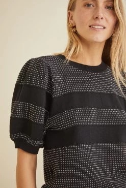 Liza Sweater Tee - Black Texture Stripe -Vibe Wardrobe Shop 9666 Liza Black Texture Stripe 2241 web 837c0400 21cf 47d2 95fc 11e1107874c4