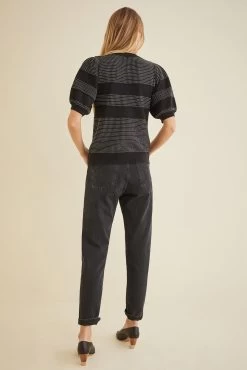 Liza Sweater Tee - Black Texture Stripe -Vibe Wardrobe Shop 9666 Liza Black Texture Stripe 2267 web e30e8cd4 4de1 4c12 bcb5 369fc9e04142