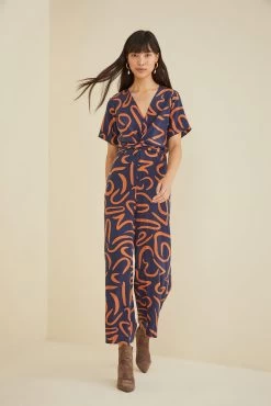Fantasia Silk Jumpsuit -Vibe Wardrobe Shop 9669 Fantasia Matisse Rust 1418 web