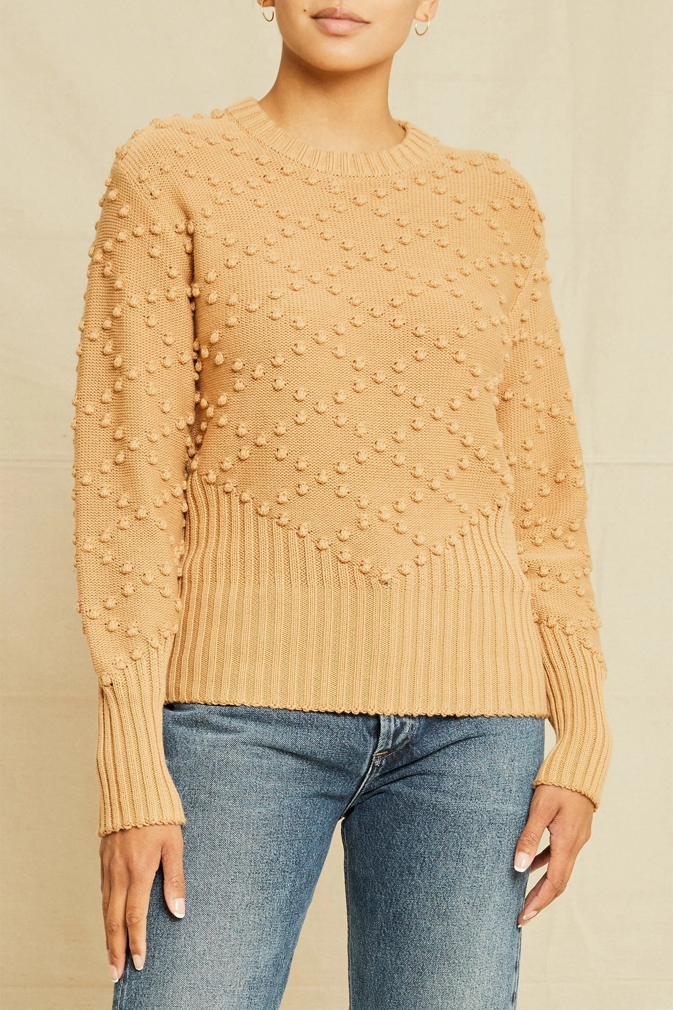 Cherie Organic Cotton Sweater - Tan 1 Cherie Organic Cotton Sweater - Tan