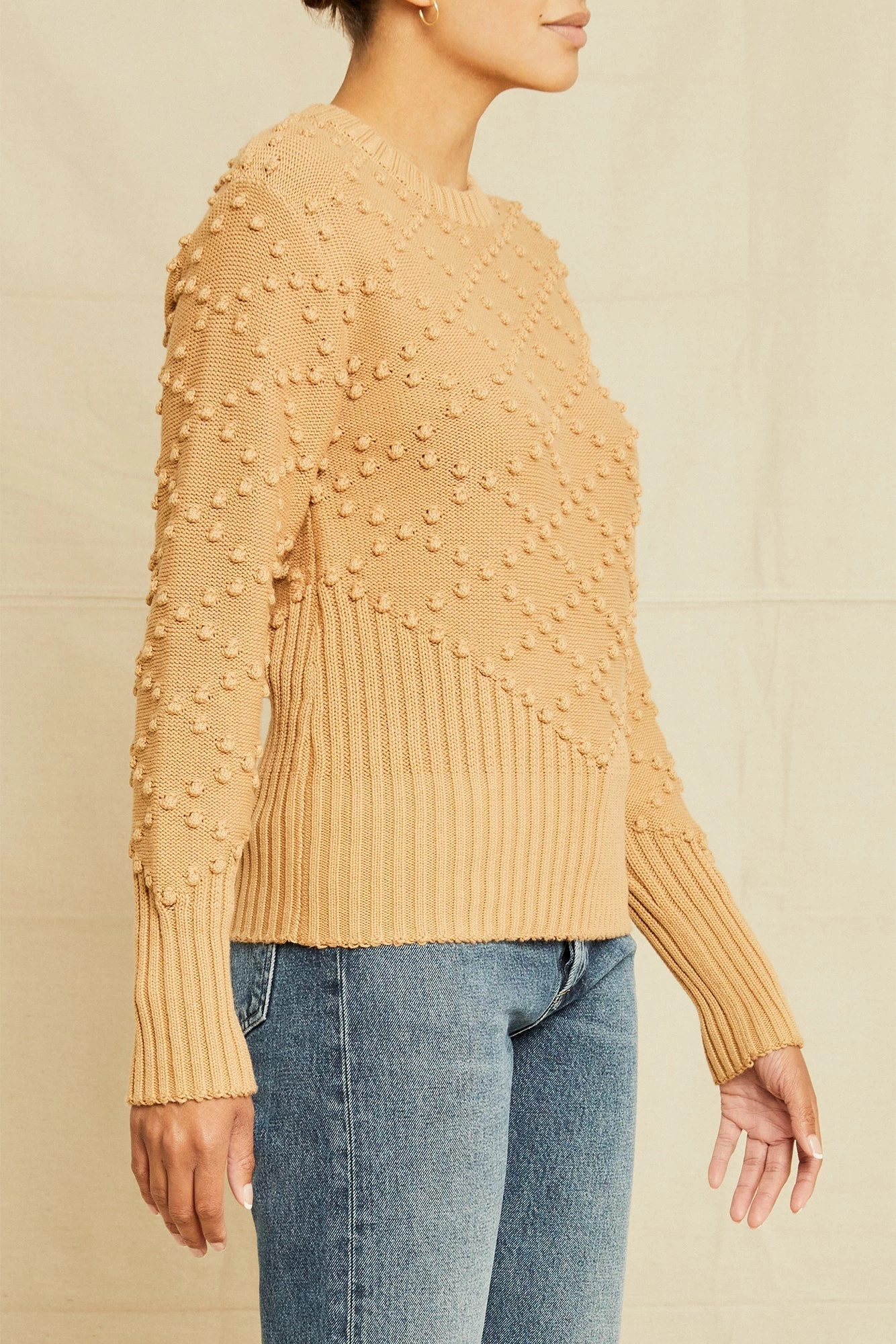 Cherie Organic Cotton Sweater - Tan 2 Cherie Organic Cotton Sweater - Tan - Image 2