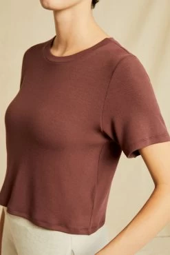 Tara Dream Rib Cropped Tee - Mocha