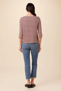 Cecelia Reverie Knit Tee - Maple Rose Stripe -Vibe Wardrobe Shop 9819 Cecelia Paris Stripe Maple Rose 3