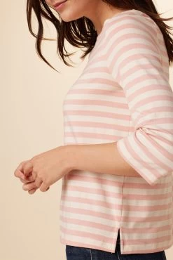Cecelia Reverie Knit Tee - Rose And Ivory -Vibe Wardrobe Shop 9819 Cecelia Rose Ivory Stripe 4