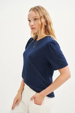 Odilia Reverie Slub Tee - Navy -Vibe Wardrobe Shop 9828 Odilia Slub Navy 2324 web bb1f2db4 21d9 4fad 9e0a f2ad4e39e76a