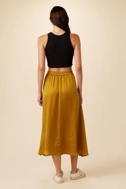 Blaze Cottonseed Cupro Skirt - Gold 12 Blaze Cottonseed Cupro Skirt - Gold -Vibe Wardrobe Shop 9837 Blaze Cupro Gold 3