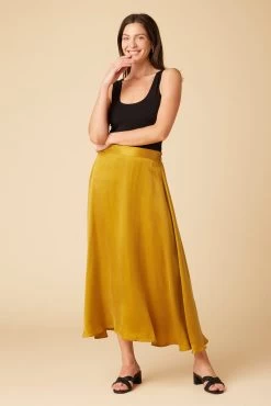 Blaze Cottonseed Cupro Skirt - Gold 10 Blaze Cottonseed Cupro Skirt - Gold -Vibe Wardrobe Shop 9837 Blaze Cupro Gold 4