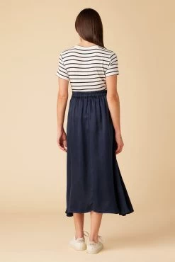 Blaze Cottonseed Cupro Skirt - Navy -Vibe Wardrobe Shop 9837 Blaze Cupro Navy 3
