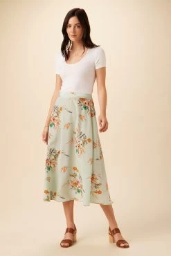 Blaze Washable Silk Skirt - Cannes Floral -Vibe Wardrobe Shop 9838 Blaze Cannes Floral 5