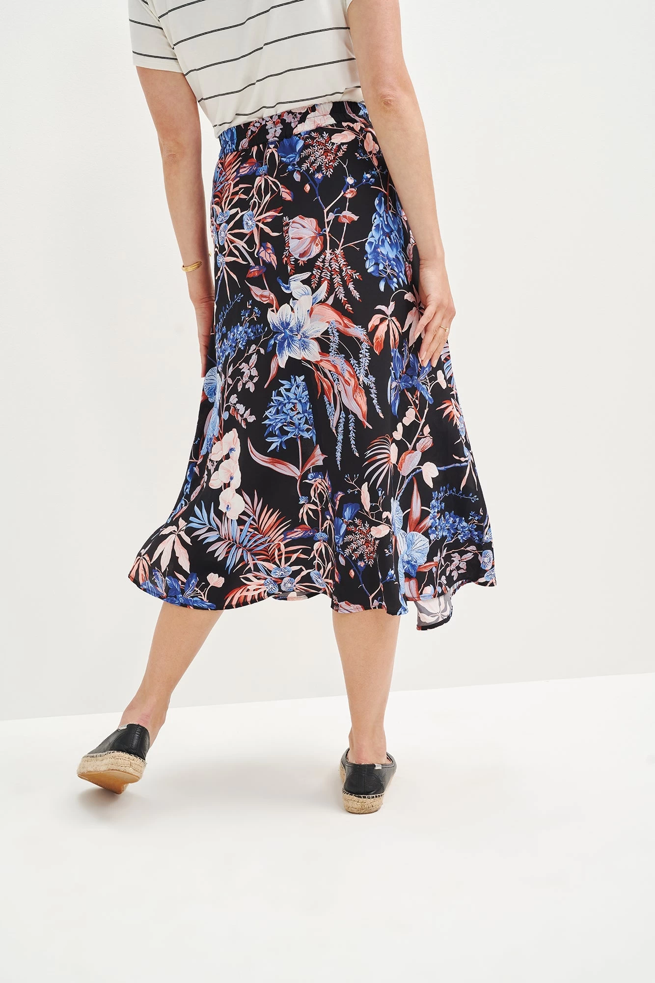 Blaze Washable Silk Skirt - Saint Barts Black Floral 3 Blaze Washable Silk Skirt - Saint Barts Black Floral - Image 3