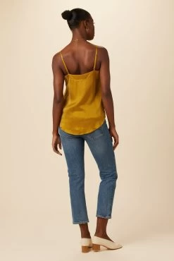 Barlow Cottonseed Cupro Cami - Gold -Vibe Wardrobe Shop 9887 Barlow Cupro Gold 3