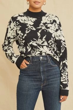 Almira Organic Cotton Sweater - Black Floral - ReAmour