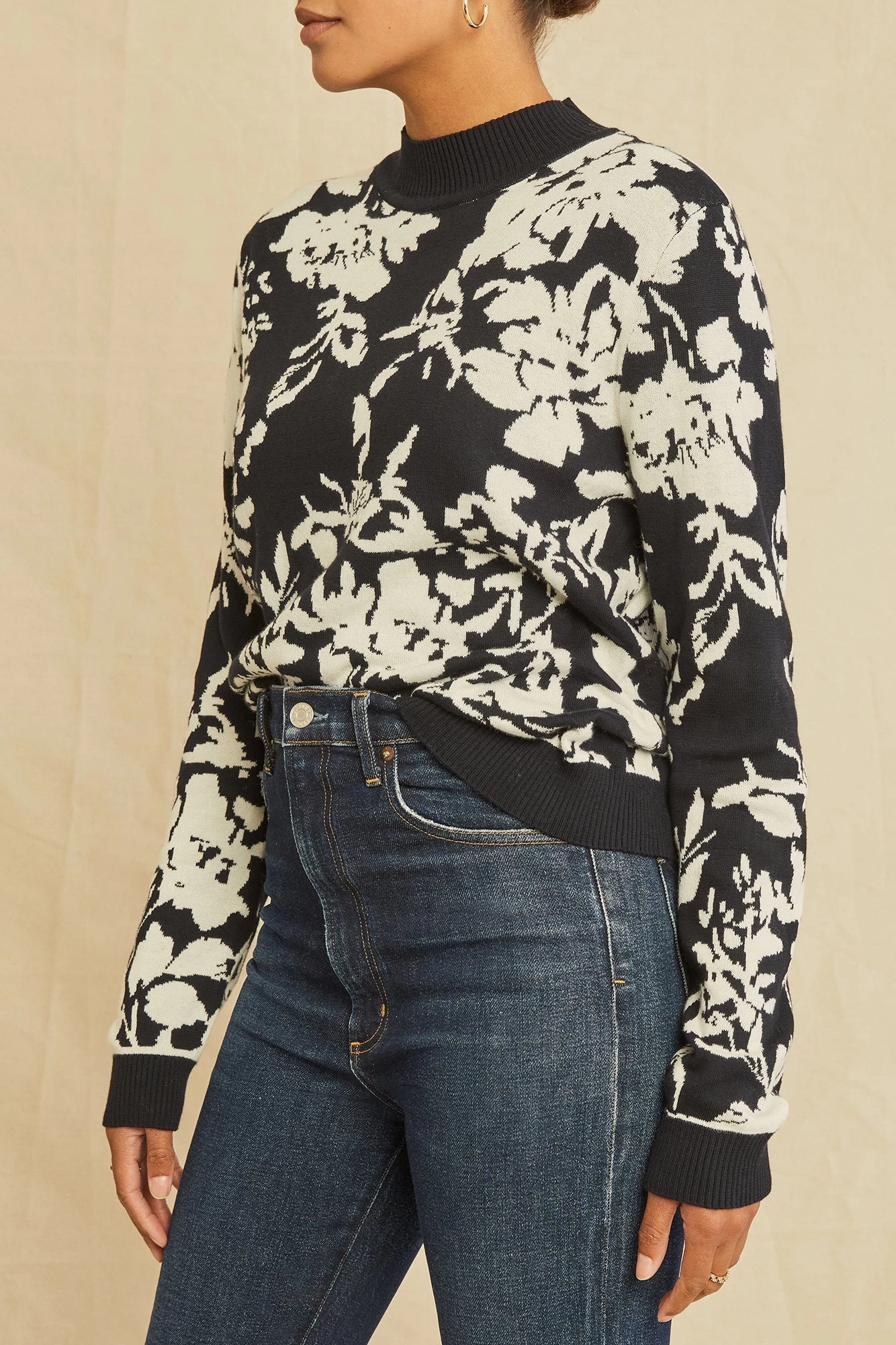 Almira Organic Cotton Sweater - Black Floral - ReAmour 2 Almira Organic Cotton Sweater - Black Floral - ReAmour - Image 2