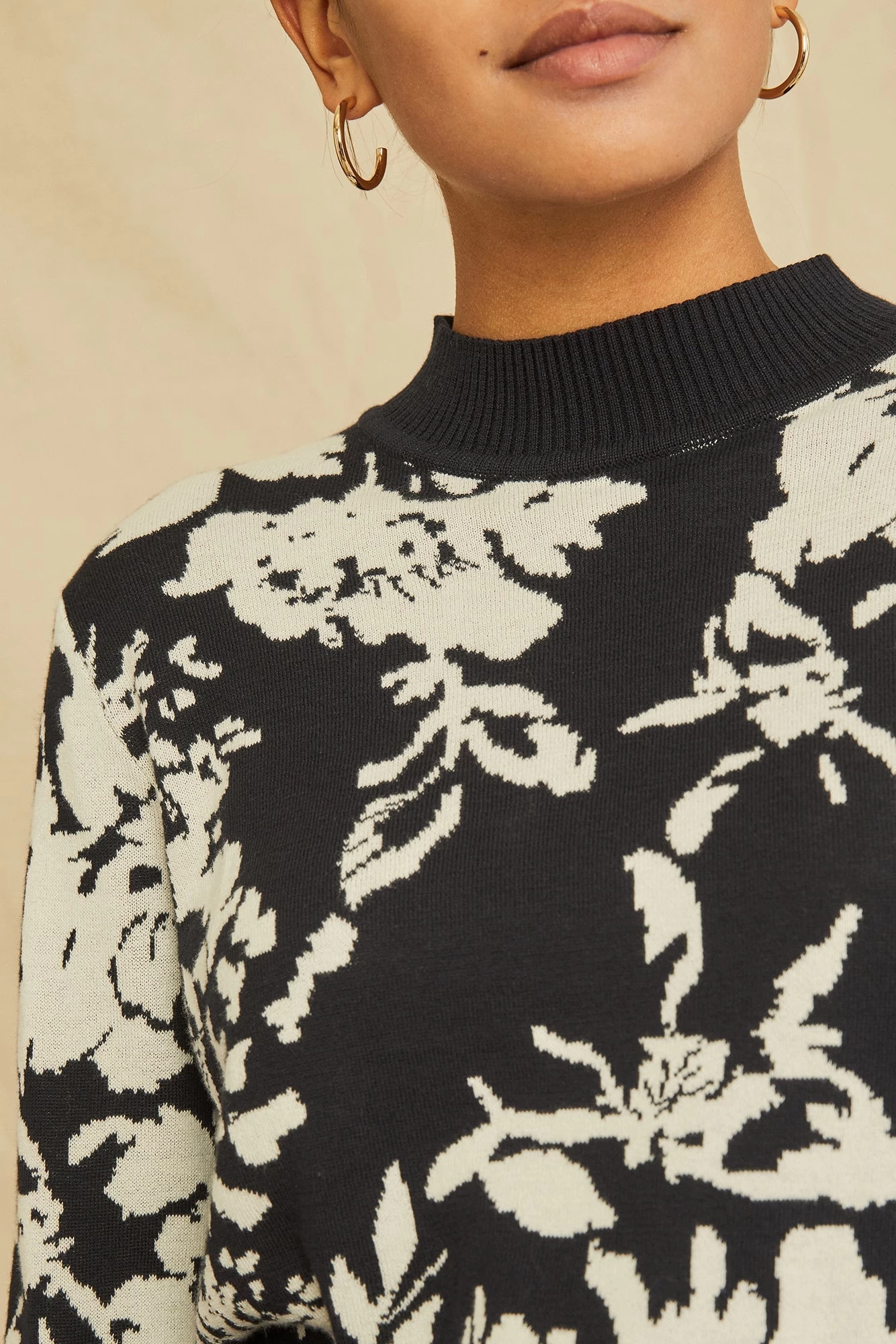 Almira Organic Cotton Sweater - Black Floral - ReAmour 4 Almira Organic Cotton Sweater - Black Floral - ReAmour - Image 4