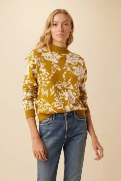 Almira Organic Cotton Sweater - Chartreuse Ivory