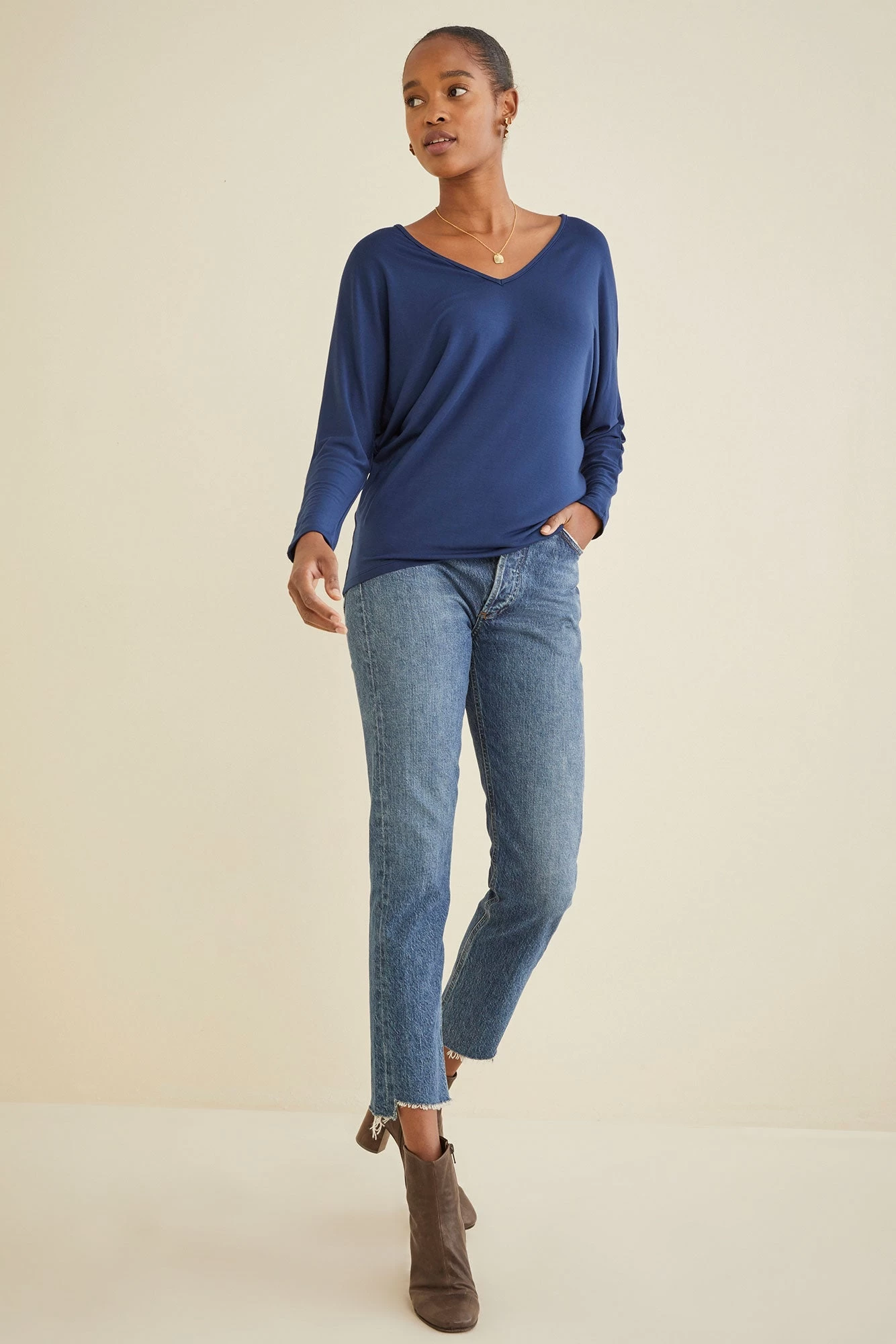 Mayr Long Sleeve Dream Knit Tee - Navy 2 Mayr Long Sleeve Dream Knit Tee - Navy - Image 2