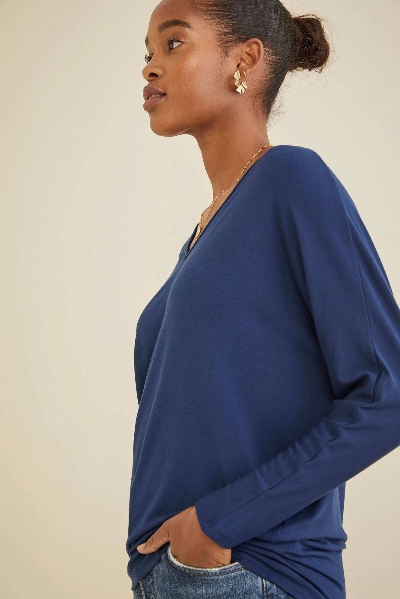 Mayr Long Sleeve Dream Knit Tee - Navy 5 Mayr Long Sleeve Dream Knit Tee - Navy - Image 5