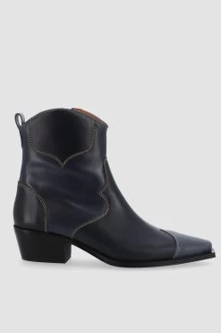 Alohas Buffalo Blues Leather Ankle Boots - Blue