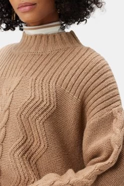 Cameryn Cable Knit Wool Sweater - Camel