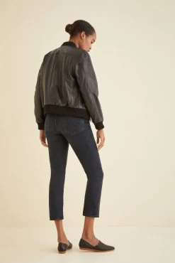 Deadwood Combo Black Leather Bomber Jacket 11 Deadwood Combo Black Leather Bomber Jacket -Vibe Wardrobe Shop DEADWOOD Combo Bomber Jacket Black 3504 web